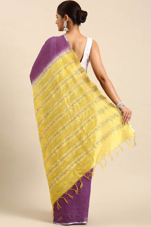 Purple Art Silk Block Saree