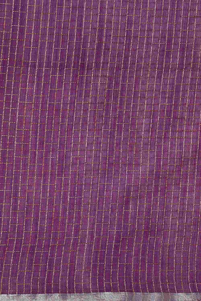 Purple Art Silk Block Saree