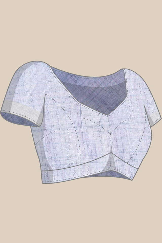 Blue Cotton Floral Saree