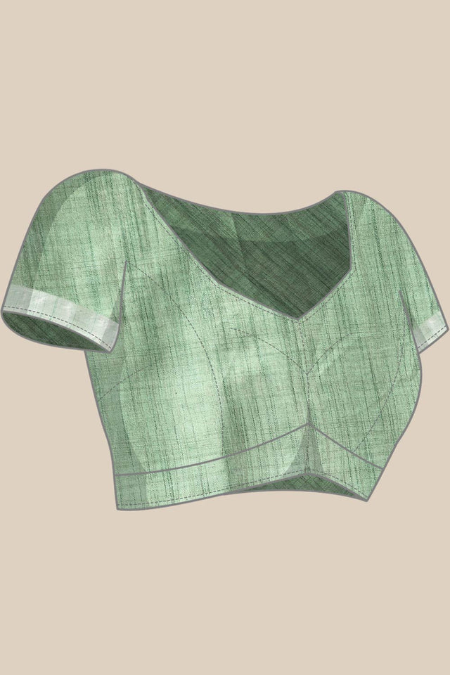 Green Cotton Floral Saree