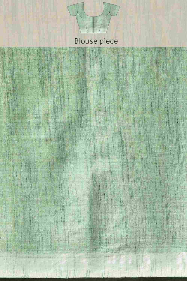 Green Cotton Floral Saree