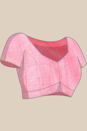 Pink Cotton Floral Saree