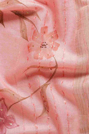 Peach Silk Blend Self-Design Saree