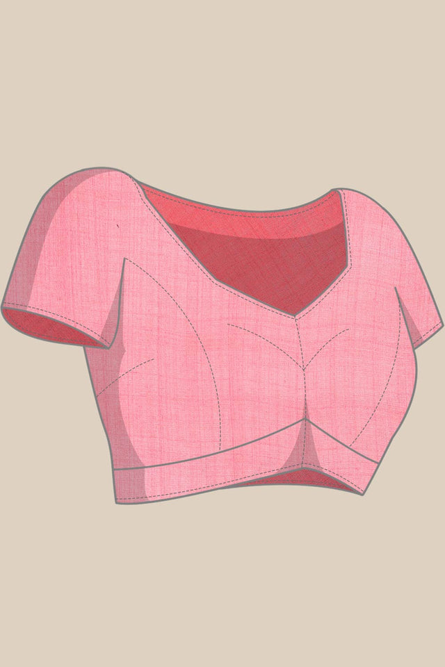 Peach Silk Blend Self-Design Saree