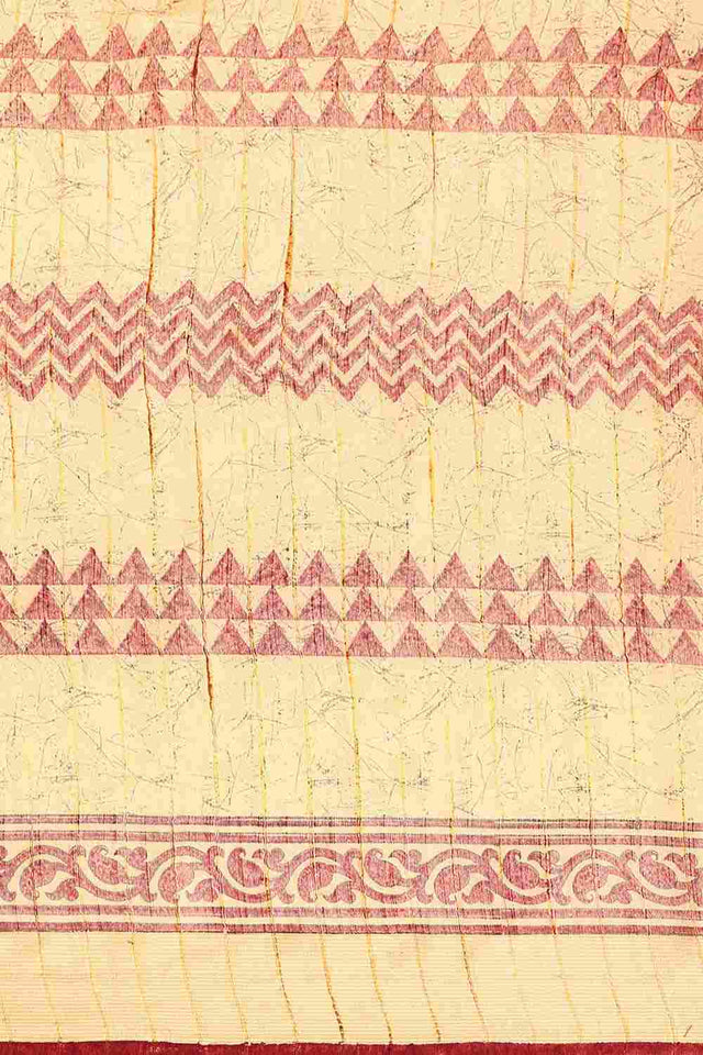 Brown Art Silk Geometric Saree