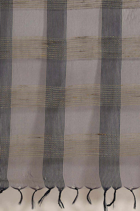 Buy Art Silk Woven Saree in Navy Blue Online - Side