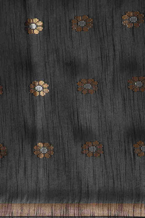 Black Art Silk Floral Saree