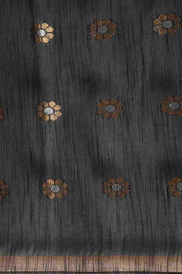 Black Art Silk Floral Saree