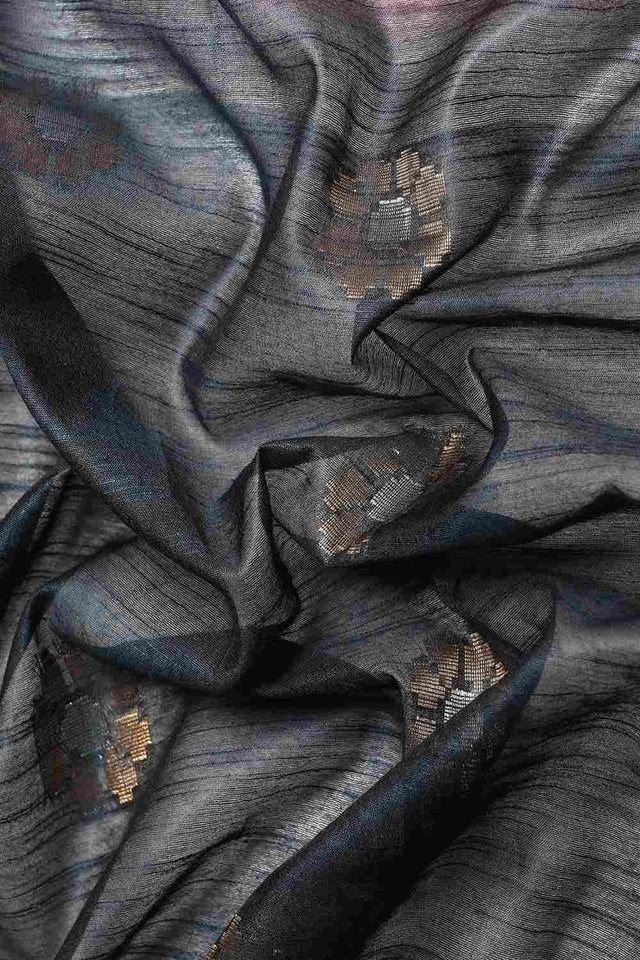 Black Art Silk Floral Saree
