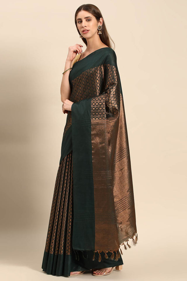 Green Art Silk Block Saree