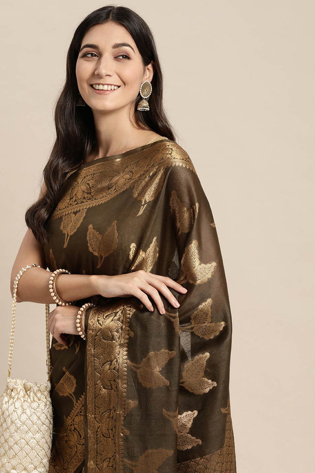 Olive Art Silk Indian Saree