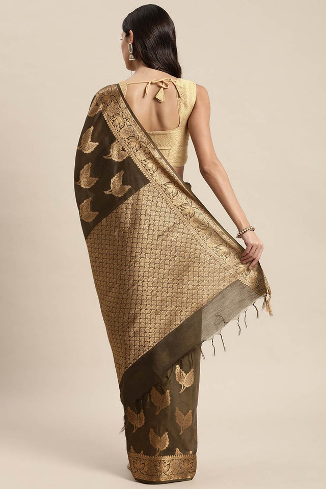 Olive Art Silk Indian Saree