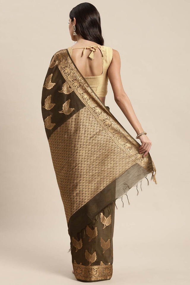 Olive Art Silk Indian Saree