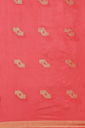 Buy Blended Silk Zari Woven Saree in Peach Online - Front