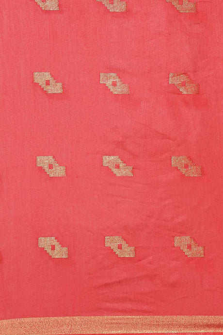 Buy Blended Silk Zari Woven Saree in Peach Online - Front
