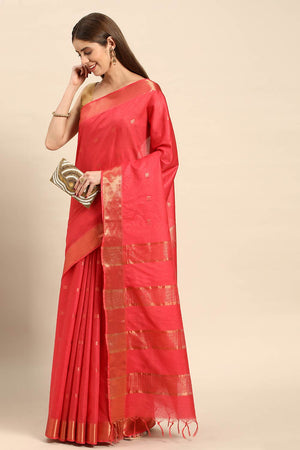 Peach Art Silk Block Saree