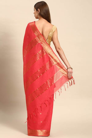 Peach Art Silk Block Saree