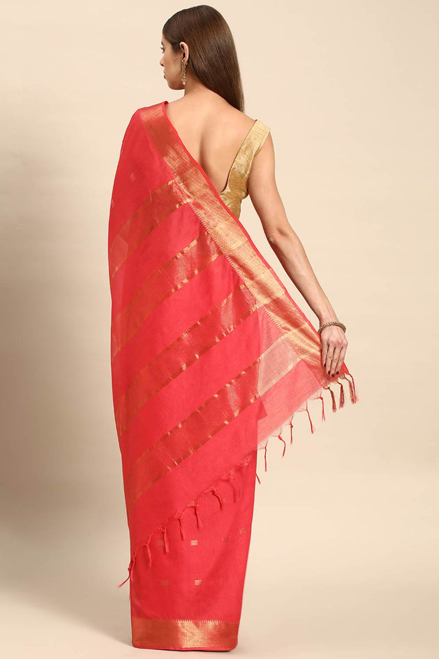 Peach Art Silk Block Saree