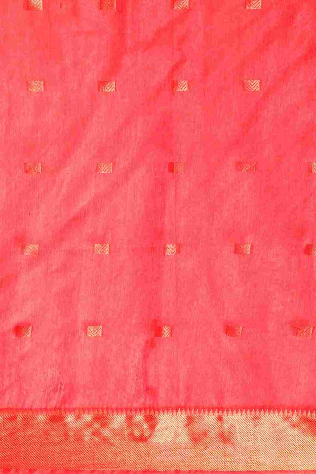 Peach Art Silk Block Saree