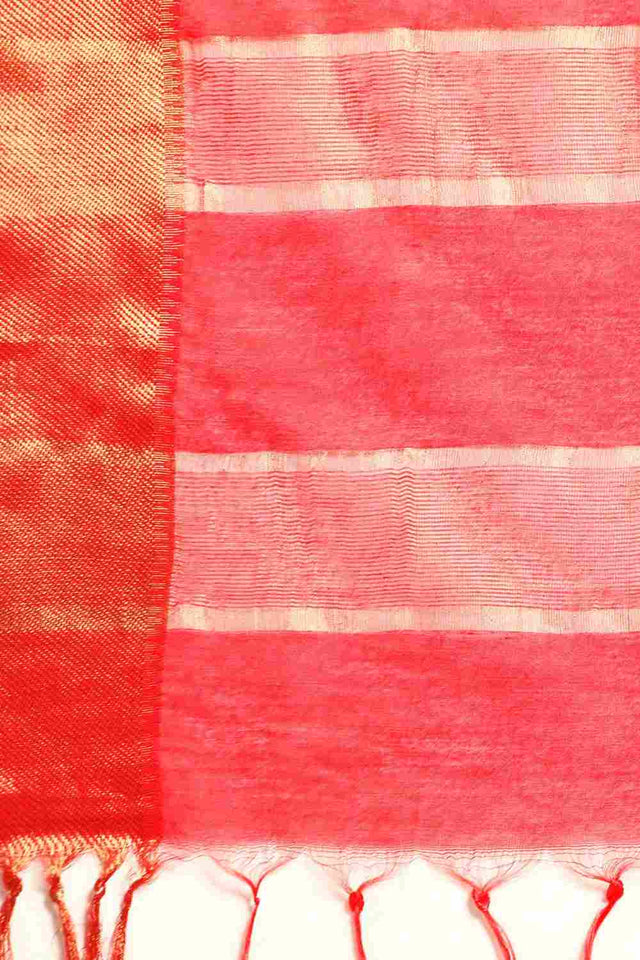 Peach Art Silk Block Saree