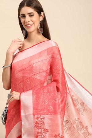Peach Art Silk Block Saree