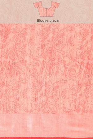 Peach Art Silk Block Saree