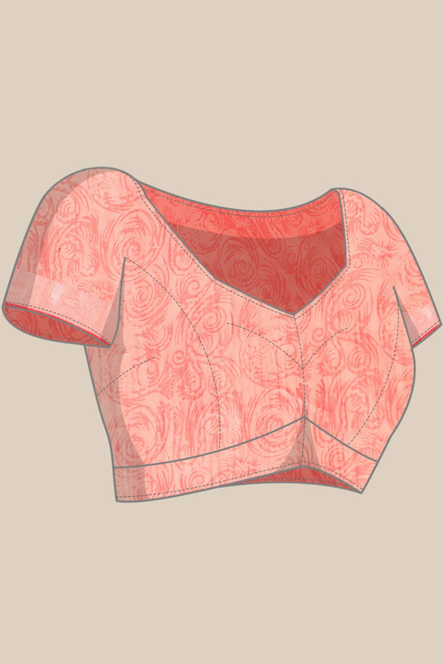 Peach Art Silk Block Saree
