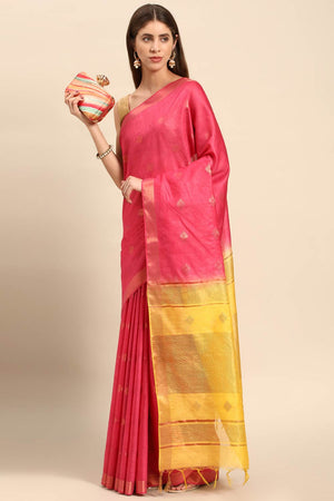 Pink Art Silk Block Saree