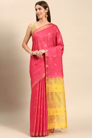 Pink Art Silk Block Saree
