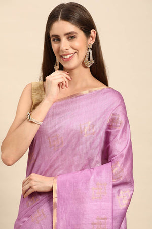 Purple Art Silk Block Saree