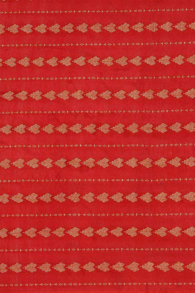 Buy Silk Blend Zari Woven Saree in Red Online - Front