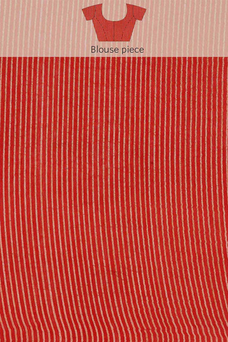 Buy Silk Blend Zari Woven Saree in Red Online - Zoom Out