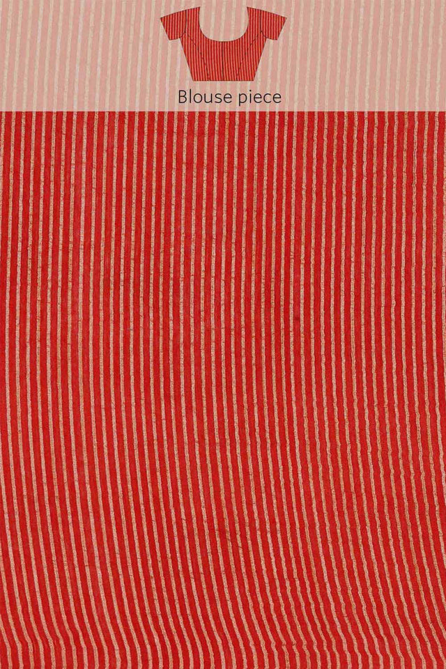 Buy Silk Blend Zari Woven Saree in Red Online - Zoom Out