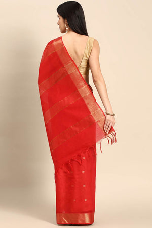 Red Art Silk Block Saree