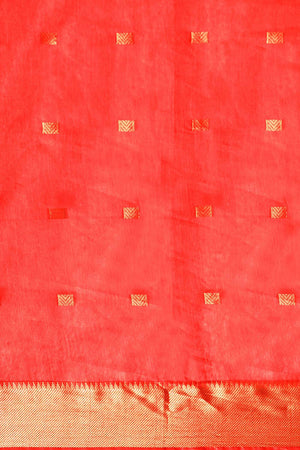 Red Art Silk Block Saree