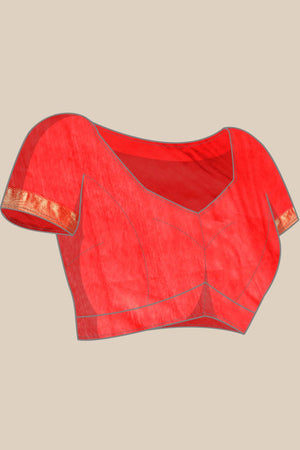 Red Art Silk Block Saree