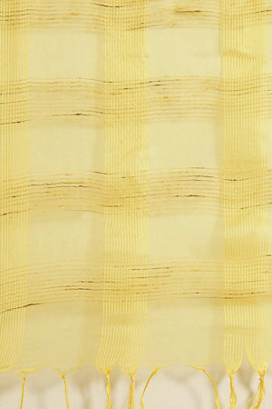 Buy Art Silk Woven Saree in Yellow Online - Side