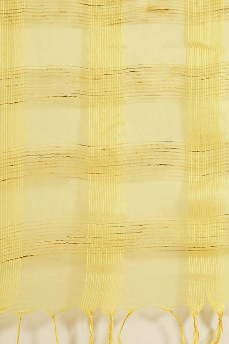 Buy Art Silk Woven Saree in Yellow Online - Side