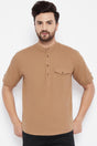 Buy Blended Cotton Solid Kurta in Beige Online