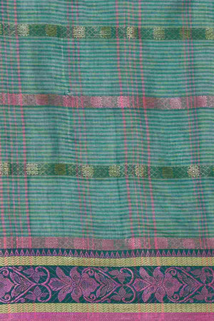 Green Cotton Block Saree