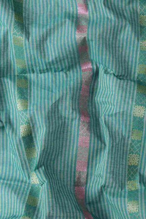 Green Cotton Block Saree