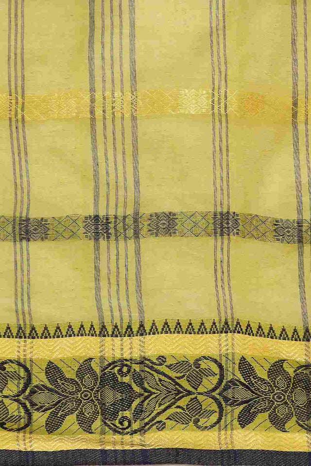 Green Cotton Block Saree