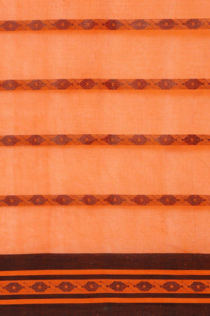 Orange Cotton Block Saree