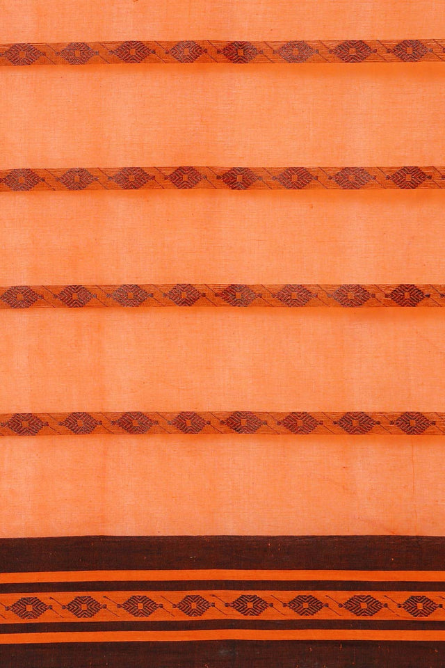 Orange Cotton Block Saree