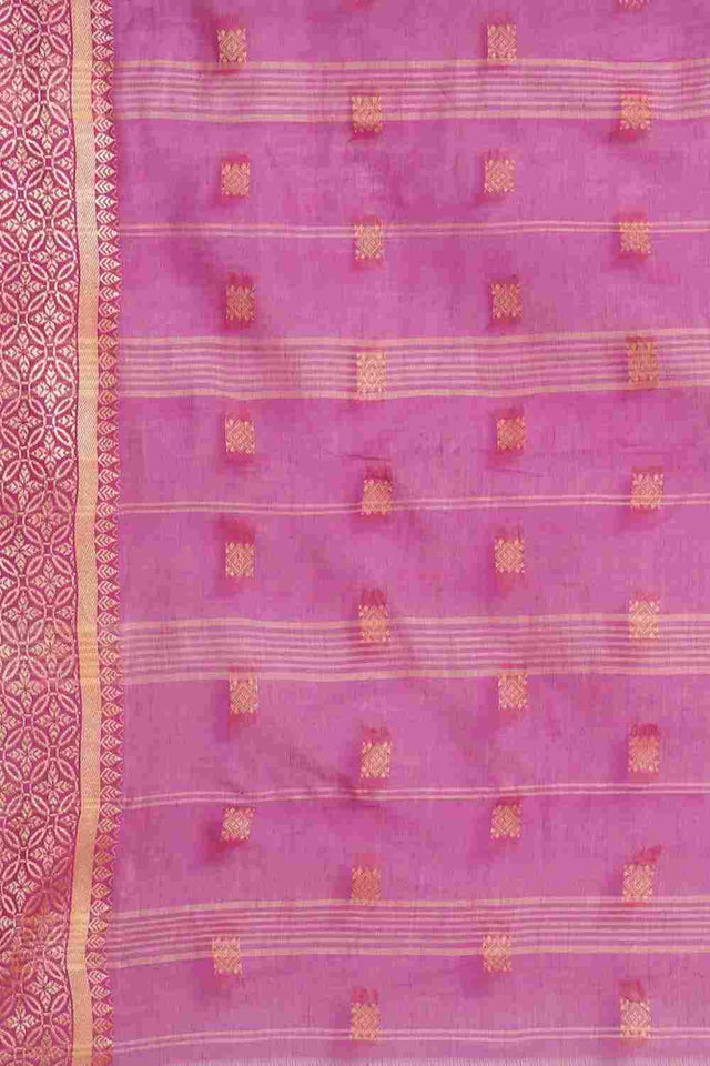 Purple Cotton Block Saree