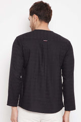 Buy Men's Viscose Solid Kurta in Black