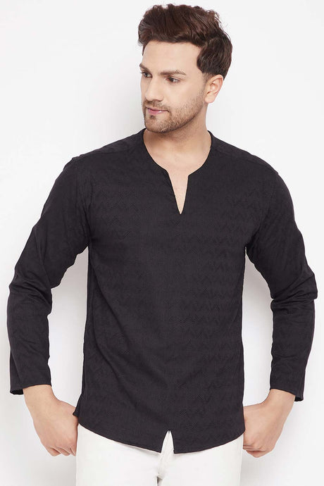 Buy Men's Viscose Solid Kurta in Black