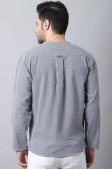 Men's Light Multi Self-Design Full Sleeve Short Kurta Top (SKV-CHK074-WBC)