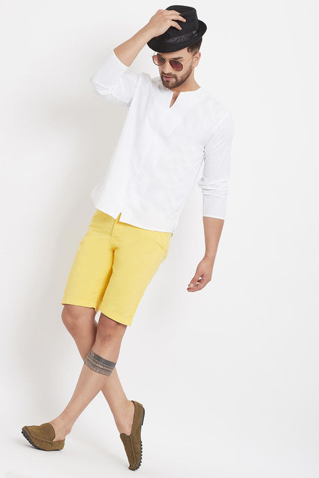 Buy Men's Solid Short Kurta in White