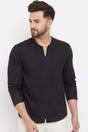 Buy Men's Blended Cotton Solid Short Kurta in Black Online